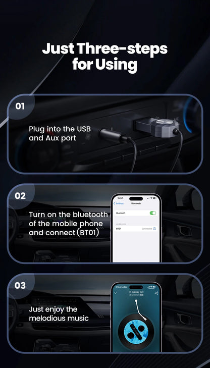 Adaptateur auxiliaire Bluetooth 5.1 Toocki – Kit audio sans fil et mains libres pour voiture