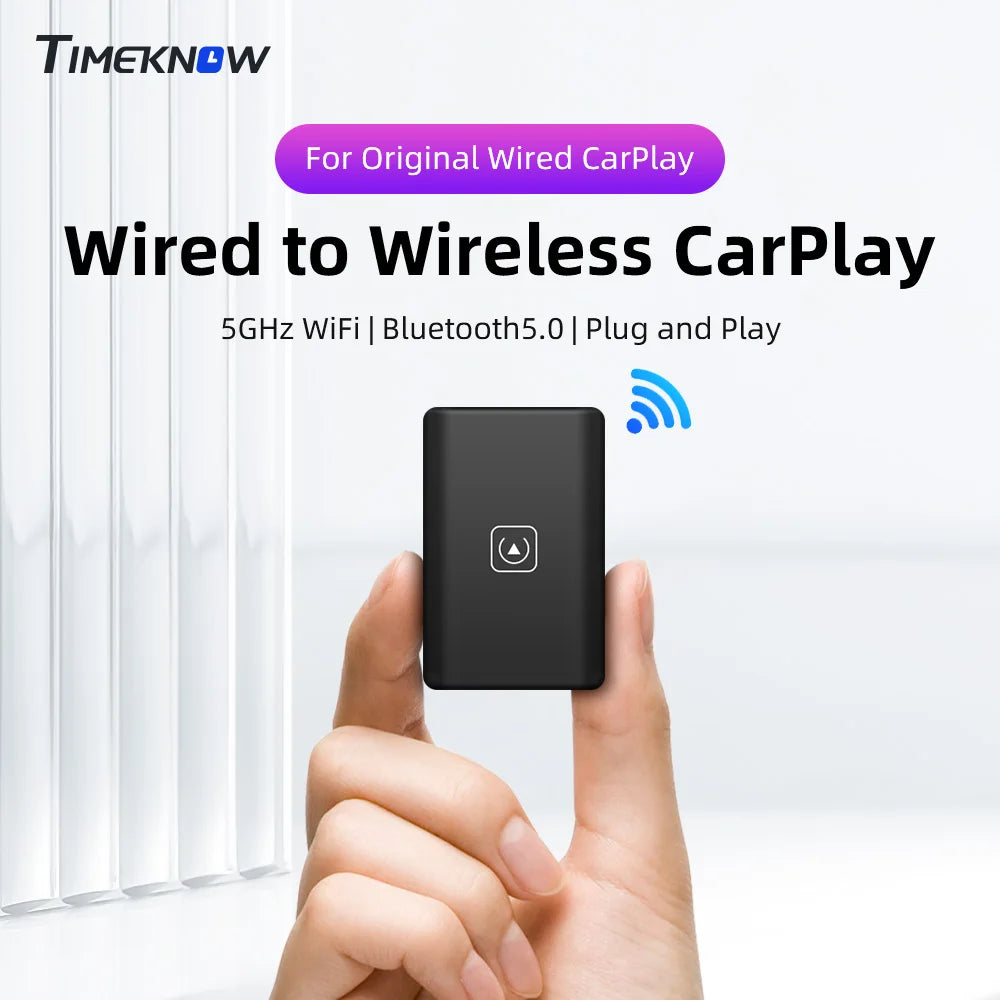 Wireless CarPlay Adapter converts wired CarPlay to wireless with an easy plug-and-play USB connection.