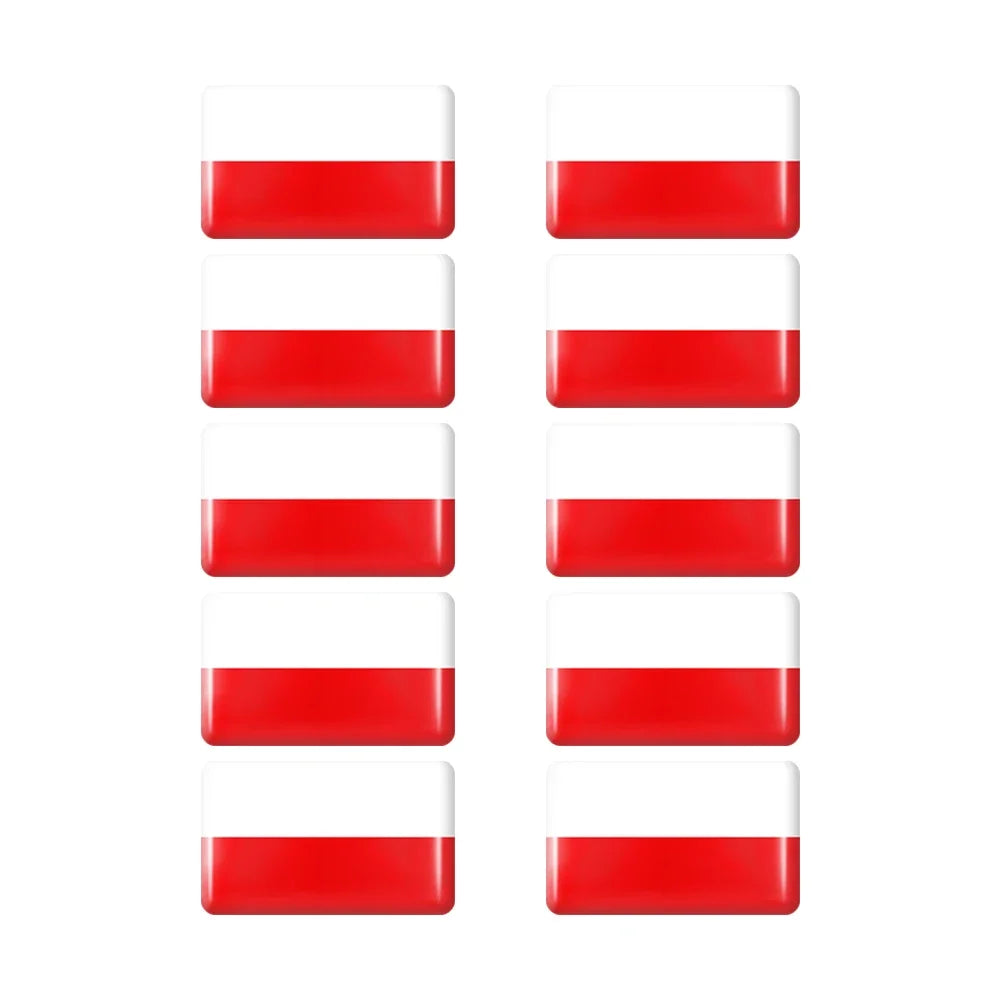 10pcs Epoxy Flag Badge Decals UAE, NL, RU, BR, IT, TH