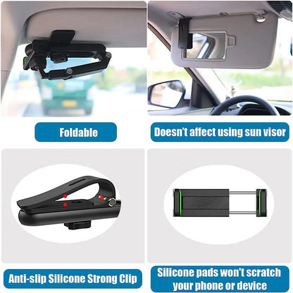 Support de téléphone universel 360° pour pare-soleil de voiture, pour iPhone/Android