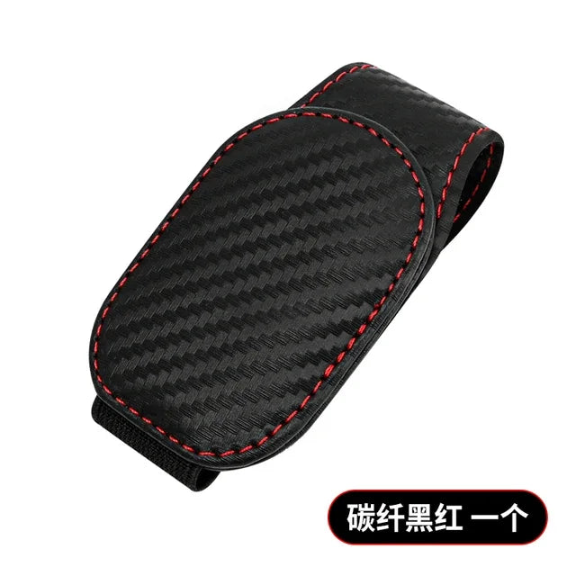 Magnetic Leather Car Eyeglass Clip | Universal Sunglass Holder Black Red – Car Accessories | MotorWorld Marketplace