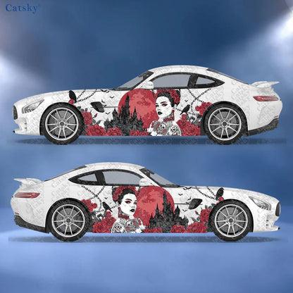 2pcs Gothic Rose Woman Car Stickers – Durable, Easy Apply E – Car Accessories | MotorWorld Marketplace