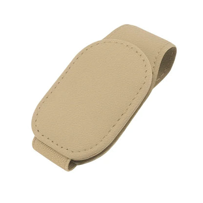 Magnetic Leather Car Eyeglass Clip | Universal Sunglass Holder Beige – Car Accessories | MotorWorld Marketplace