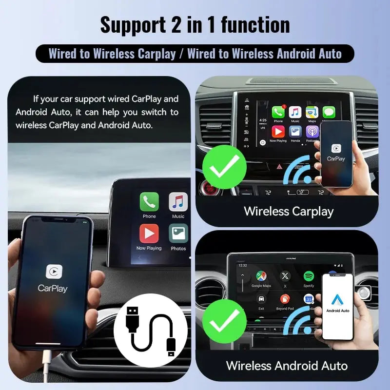 Wireless CarPlay & Android Auto Adapter – Plug & Play Mini Box for Nissan