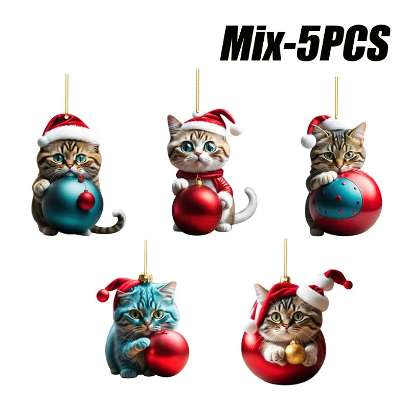 10PCS Cartoon Cat Car Pendants – Pro Interior Xmas Decor Set