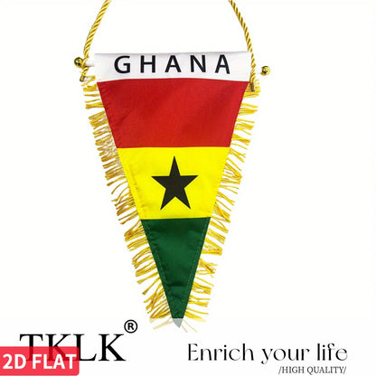 Ghana Triangle Flag 25x15cm Double-Sided Car Mirror Decor