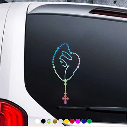 Our Lady Rosary Car Decal – Rear Window Auto Sticker 1pc