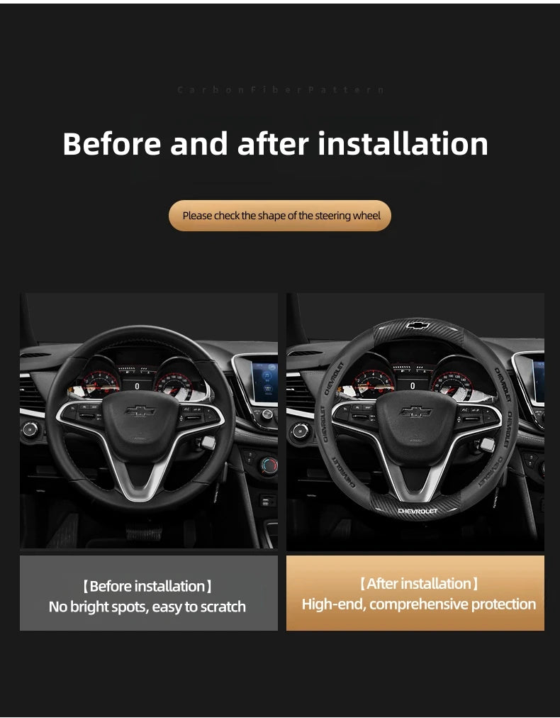 Housse de volant en daim et fibre de carbone pour Chevrolet Cruze Bolt