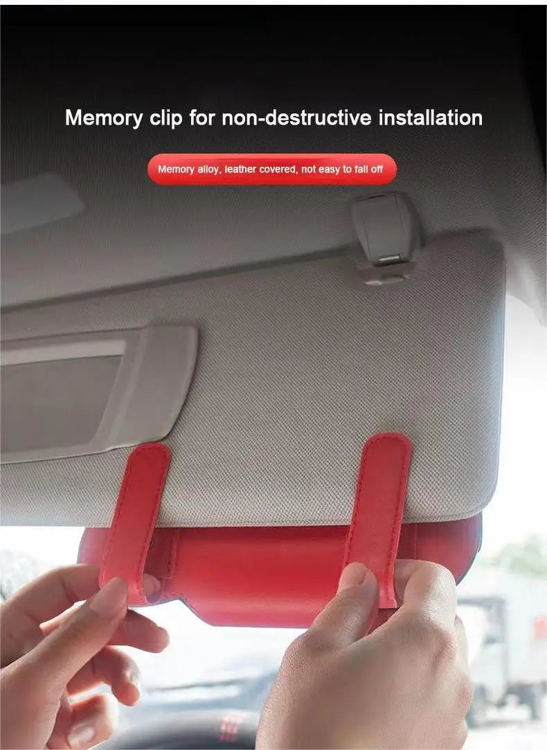 Premium Suede Sun Visor Glasses Case for Mitsubishi