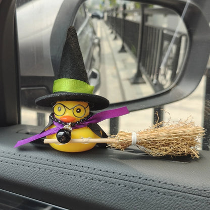 Halloween Rubber Duck Dashboard Ornament – Witch Hat & Cape Green Ribbon – Car Accessories | MotorWorld Marketplace