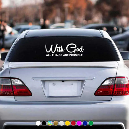 WITH GOD ALL THINGS Car Decal – Christian Auto Sticker