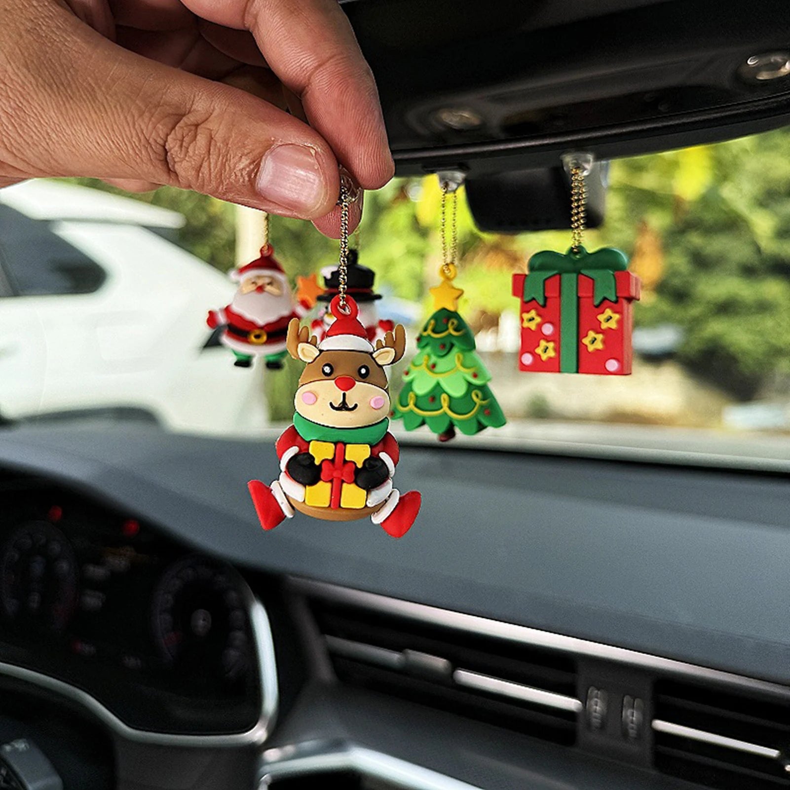 3/5Pcs Xmas Car Mirror Ornaments Set – Santa & Reindeer Decor – Car Accessories | MotorWorld Marketplace