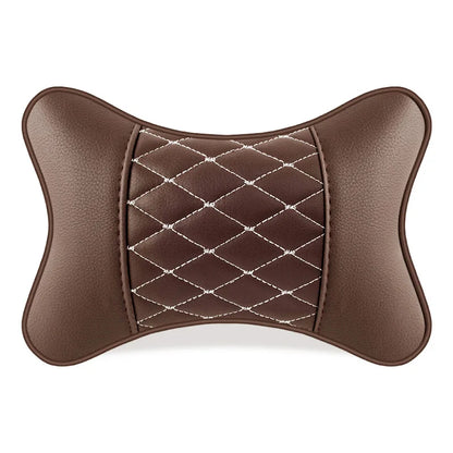 Premium Cowhide Car Neck Pillow – Universal, Soft, Breathable P09 coffee – Car Accessories | MotorWorld Marketplace