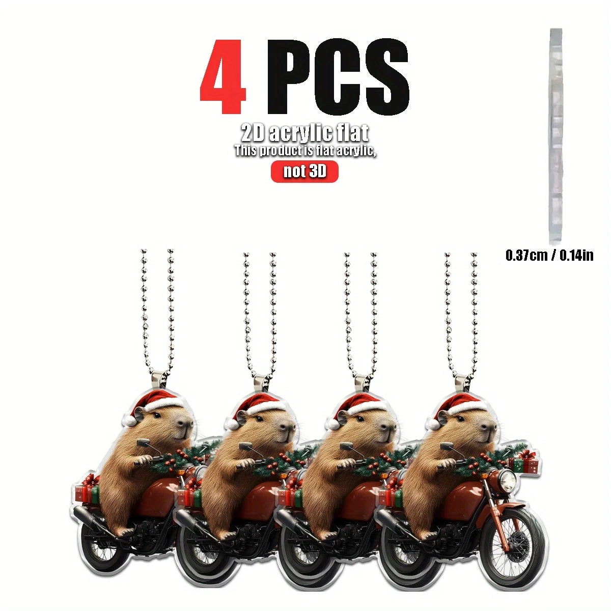 2D Capybara Motorcycle Ornament – Auto & Home Xmas Decor
