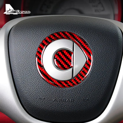 Carbon Fiber Steering Wheel Sticker for Smart 451 Fortwo