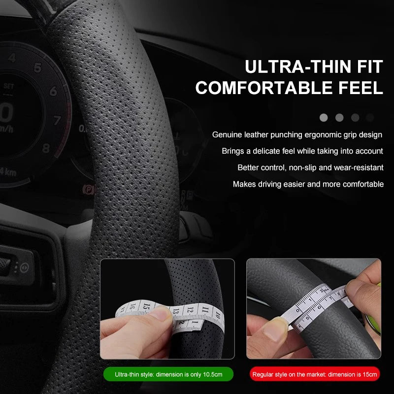 Carbon Fiber Leather Steering Wheel Cover for Mercedes-Benz