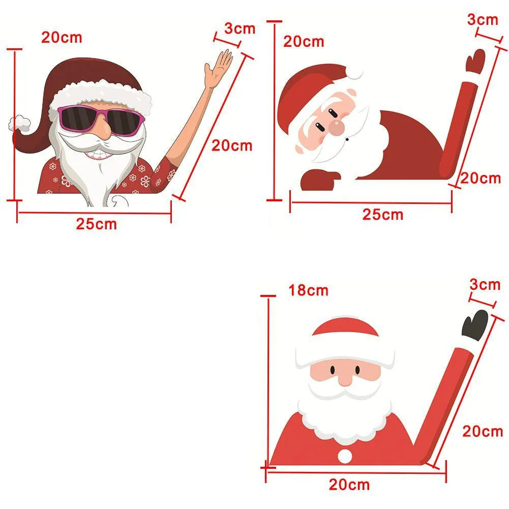 Christmas Car Window Sticker – Santa Elk Glass Decor, Durable