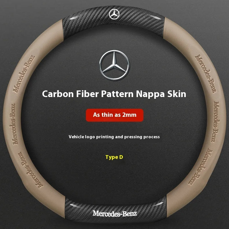 Mercedes-Benz Carbon Fiber Leather Steering Wheel Cover AntiSlip