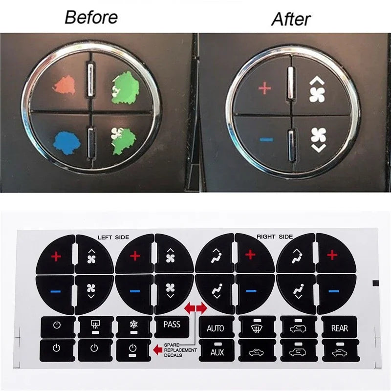 AC Control Button Repair Decals for GMC Chevy Buick Trucks