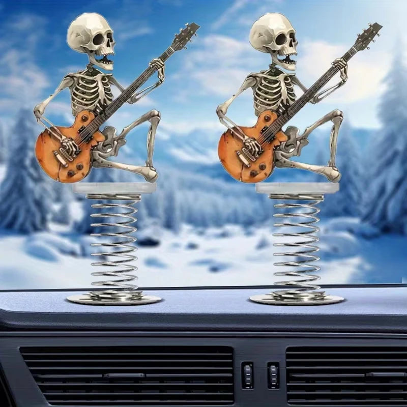 Rock Skull Guitar Car Ornament – Spring Swing Decor, 2D Unique – Car Accessories | MotorWorld Marketplace