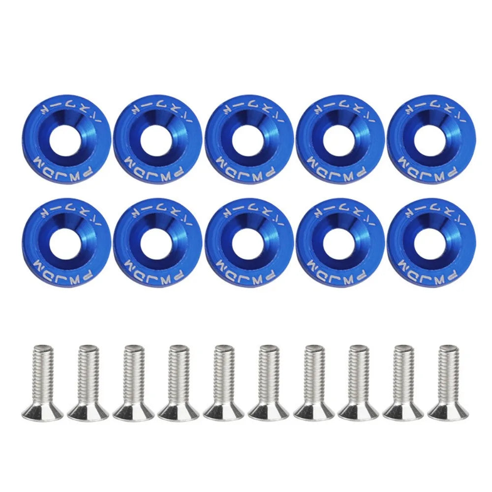10Pcs M6 JDM Aluminum Washers Hex Screws Car/Scooter Mods Blue – Car Accessories | MotorWorld Marketplace