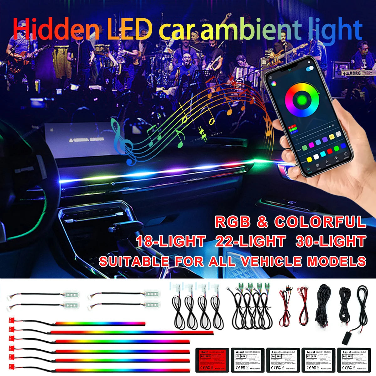 Symphony Ambient Car Light Strip, 128-Color Universal LED – Car Accessories | MotorWorld Marketplace