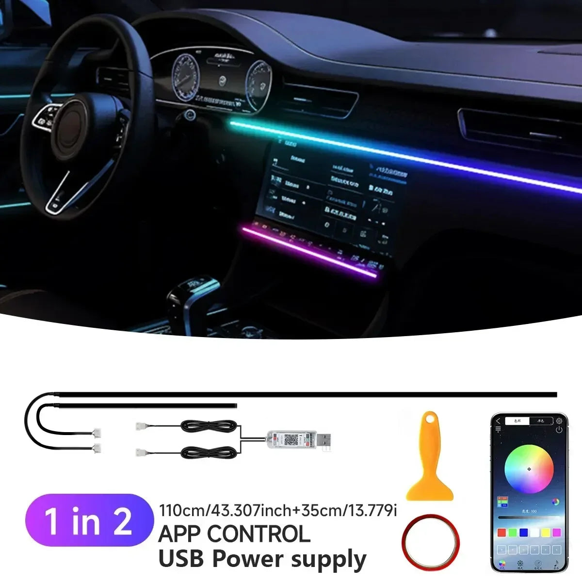 For Bentley Flying Spur 3Y/4N RGB 22in1 Ambient Light Kit