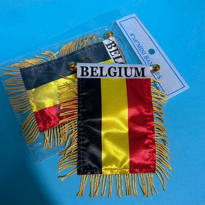 Belgium Car Window Flag 8x12cm Double-Sided