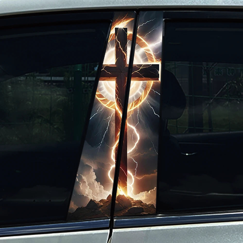 God Prayer Jesus Cross B-Pillar Sticker Waterproof Decal