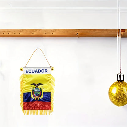 Ecuador Rearview Mirror Flag 8x12cm Double-Sided Banner