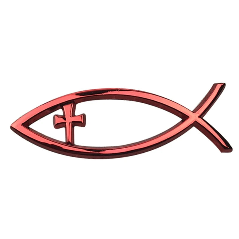 Waterproof Ichthys Car Sticker – Christian Fish Badge Decal Red – Car Accessories | MotorWorld Marketplace