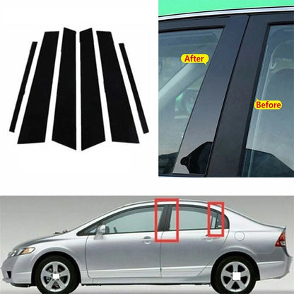 6Pcs Glossy Black Pillar Trim for Honda Civic 06-11 Sedan – Car Accessories | MotorWorld Marketplace