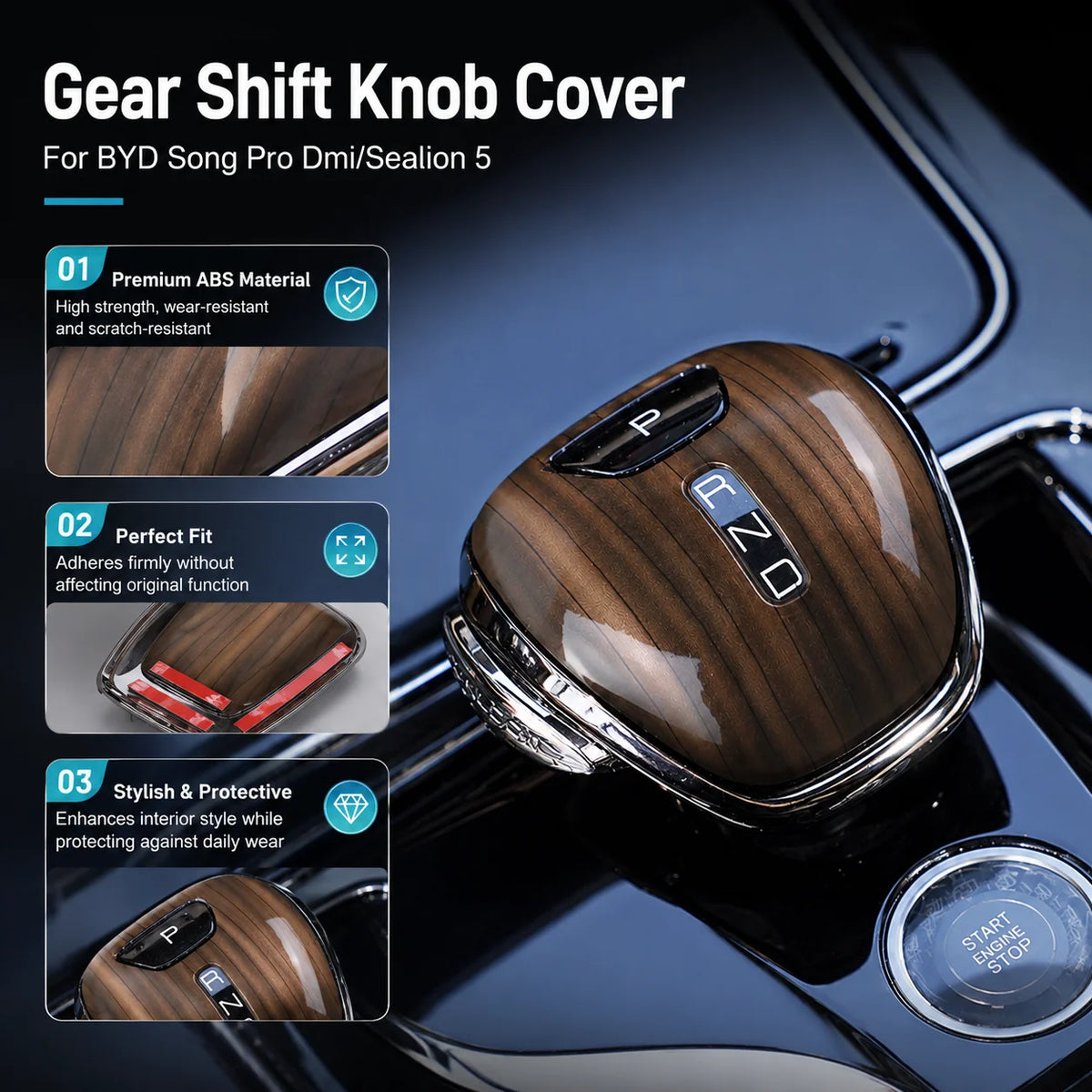 BYD Song Pro DMI Gear Shift Knob Cover Carbon Fiber Shell – Car Accessories | MotorWorld Marketplace
