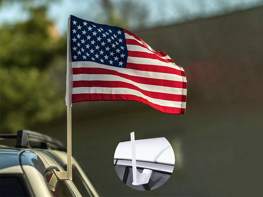 (12x18in) 30x45cm USA Car Window Flag w/ Durable Plastic Pole