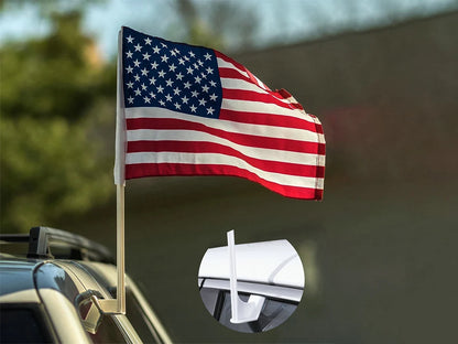 (12x18in) 30x45cm USA Car Window Flag w/ Durable Plastic Pole