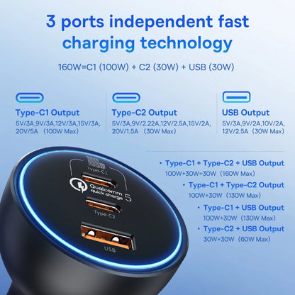 Baseus 160W QC 5.0 Car Charger PD3.0 USB-C Fast Charge – Car Accessories | MotorWorld Marketplace