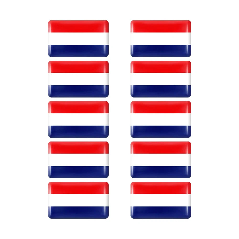 10pcs Epoxy Flag Badge Decals UAE, NL, RU, BR, IT, TH