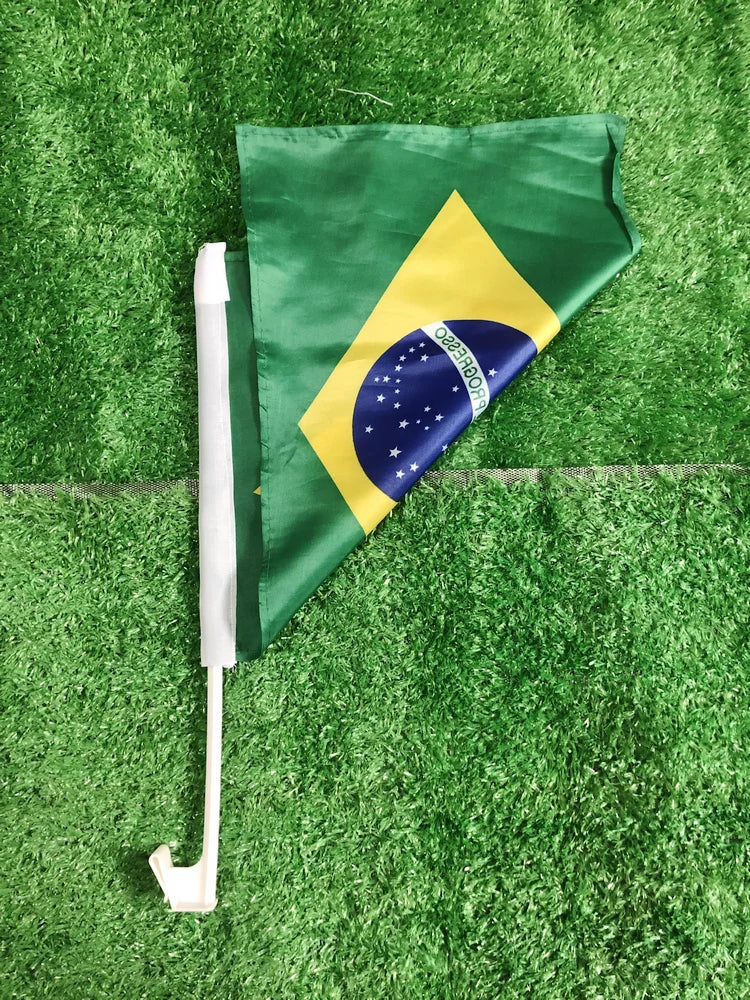 30x45cm Brazil Car Flag with Durable Plastic Pole