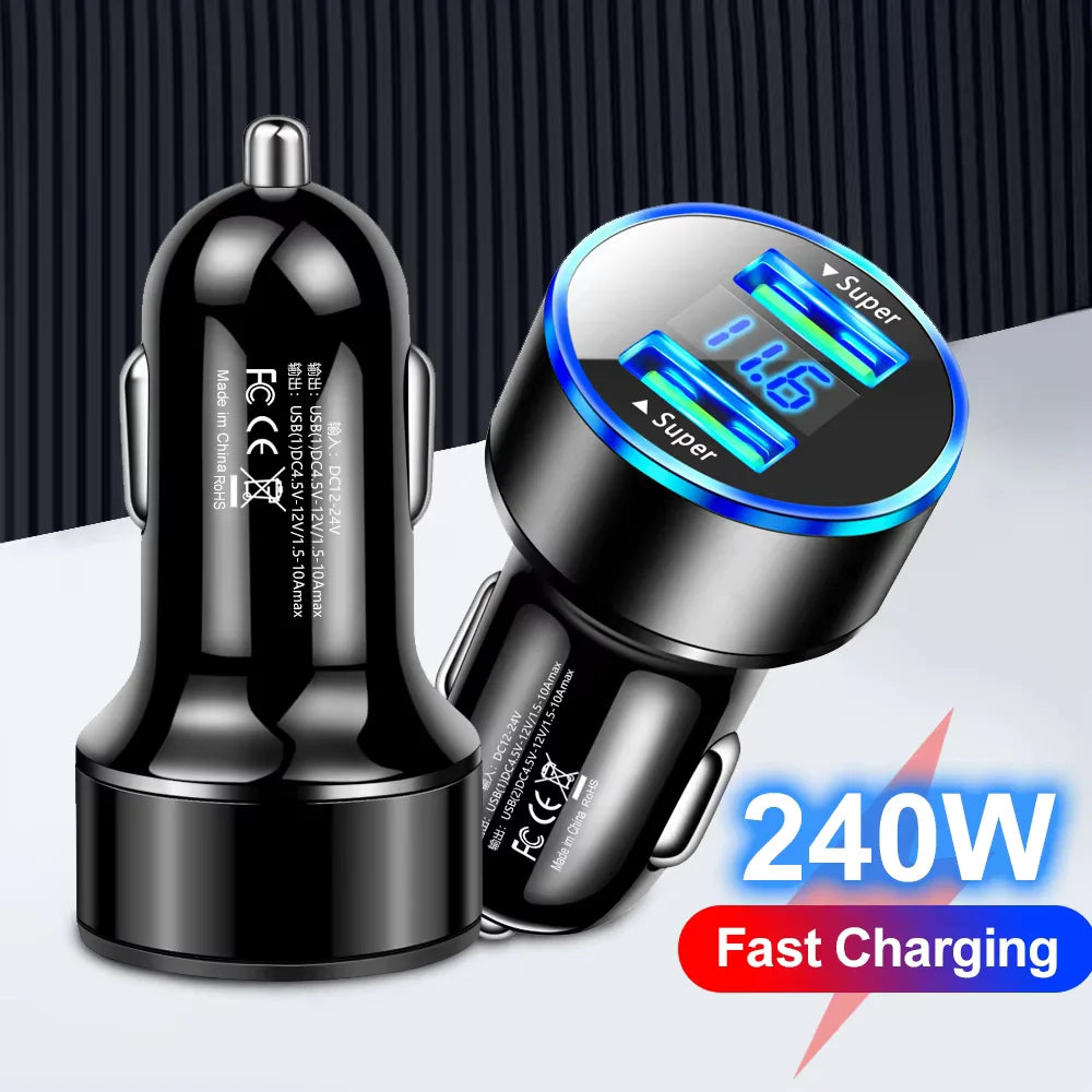 240W Dual USB Car Charger, Digital Display – Car Accessories | MotorWorld Marketplace