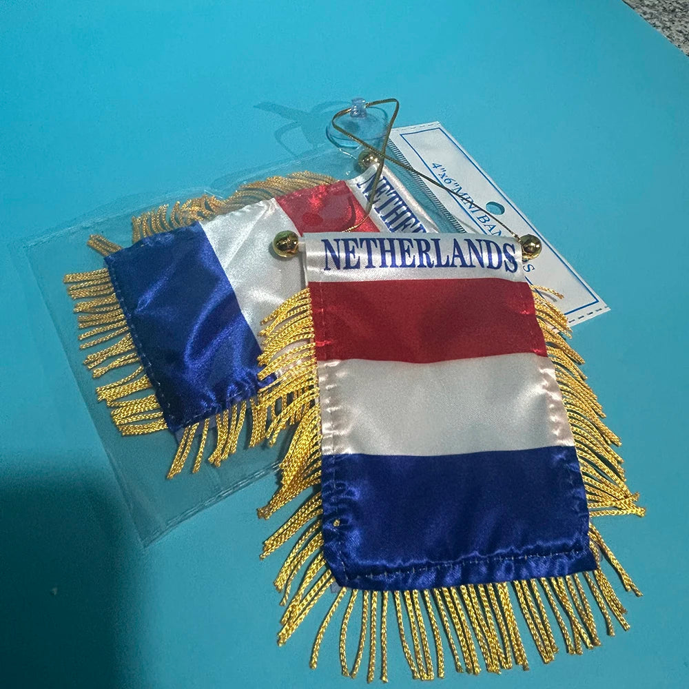 Netherlands Double-Sided Car Window Flag 8x12cm