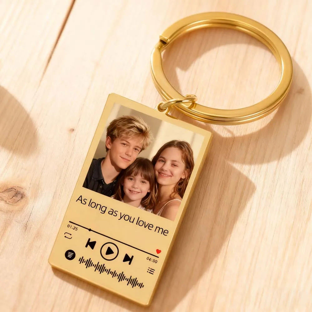 Custom Music Song Photo Name Keychain – Stainless Steel Gift – Car Accessories | MotorWorld Marketplace
