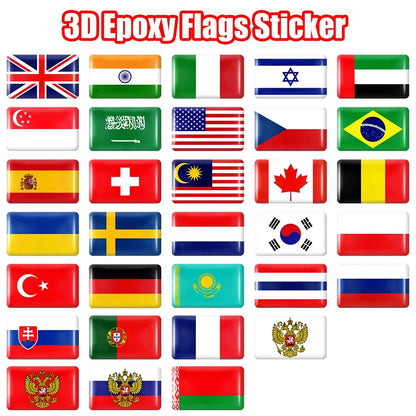 10pcs Epoxy Flag Badge Decals UAE, NL, RU, BR, IT, TH