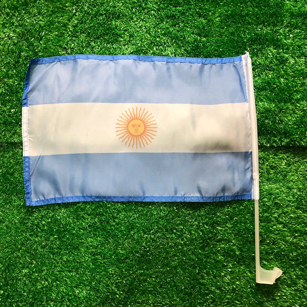 Argentina Car Flag 30x45cm with Durable Plastic Flagpole