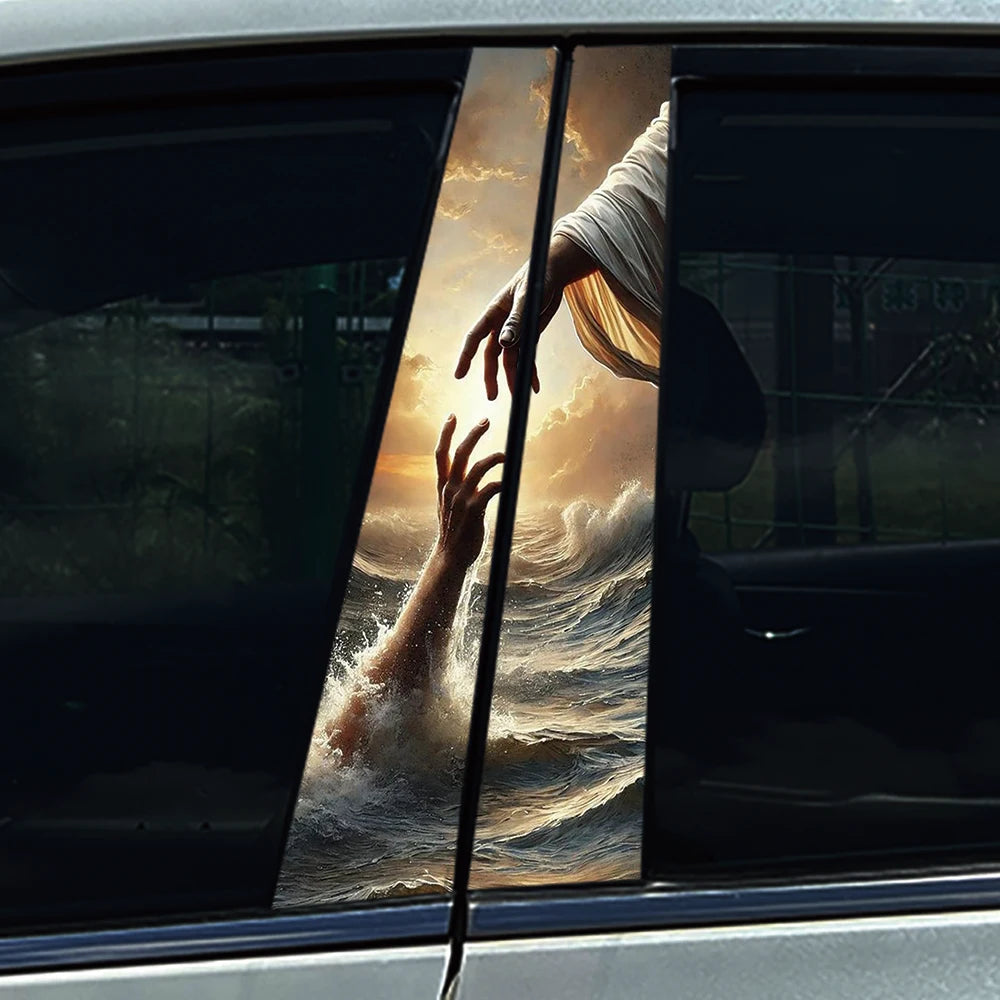 God Prayer Jesus Cross B-Pillar Sticker Waterproof Decal