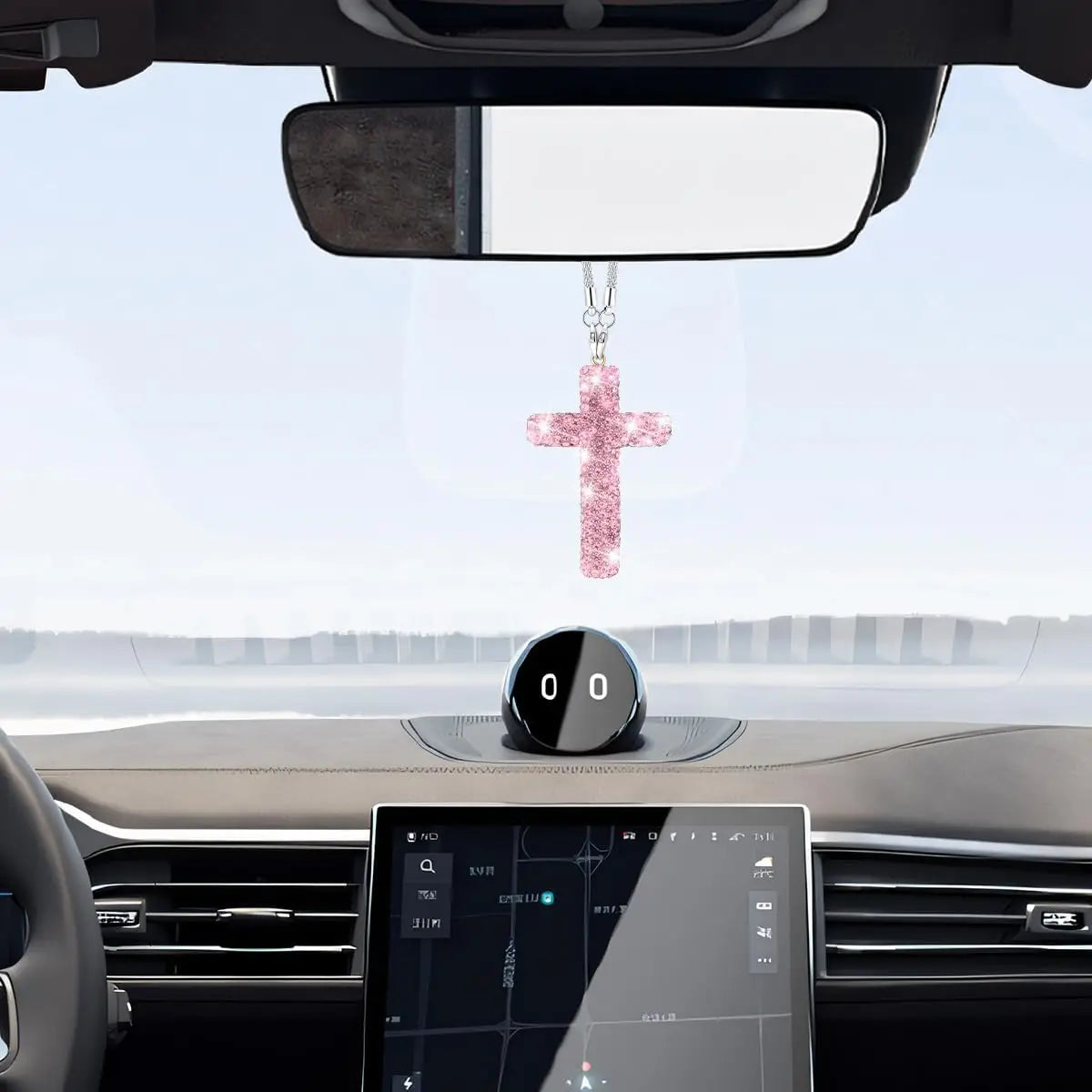 Crystal Diamond Cross Mirror Hanger – Universal Auto Decor