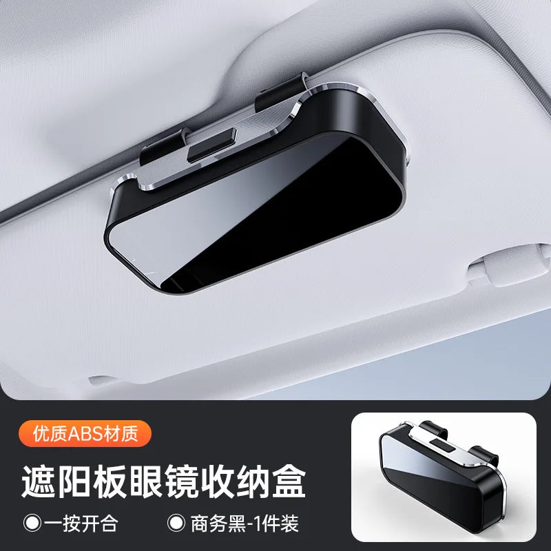 Premium Car Sunglasses Case & Sun Visor Storage Clip Box Black – Car Accessories | MotorWorld Marketplace
