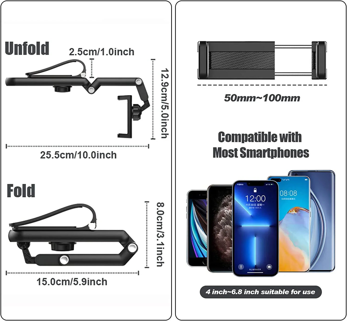 Support de téléphone universel 360° pour pare-soleil de voiture, pour iPhone/Android