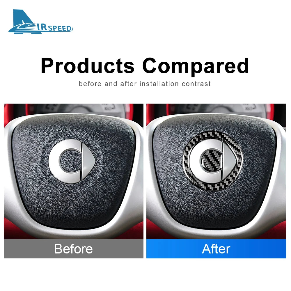 Carbon Fiber Steering Wheel Sticker for Smart 451 Fortwo