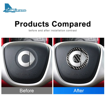 Carbon Fiber Steering Wheel Sticker for Smart 451 Fortwo