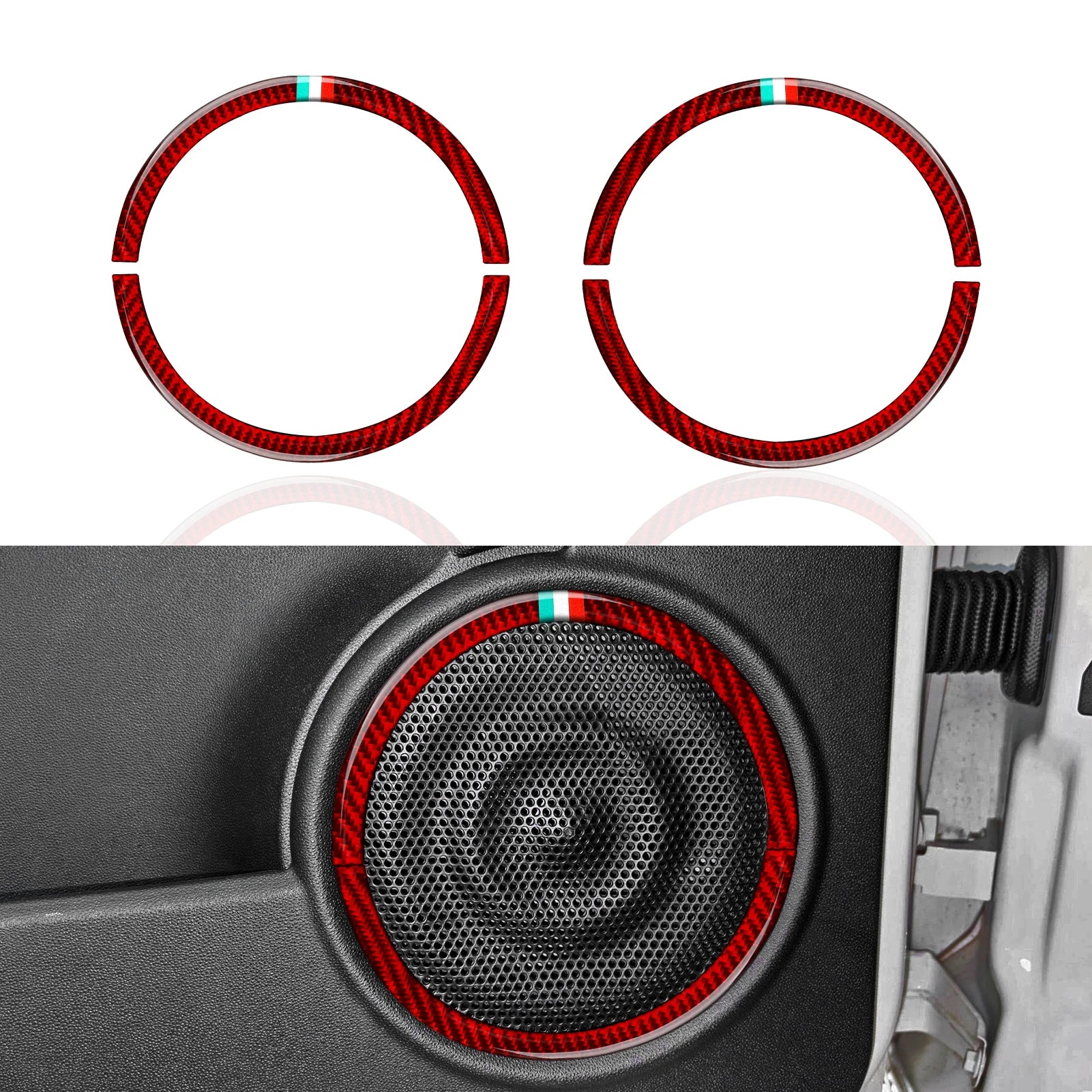 (NOT SOLD TO USA) Fiat 500/595C/695C Carbon Fiber Door Speaker Trim Strips Red – Car Accessories | MotorWorld Marketplace